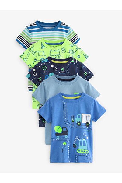 Next Baby Blue/Green Short Sleeve Baby & Kids T-Shirts 5-Pack