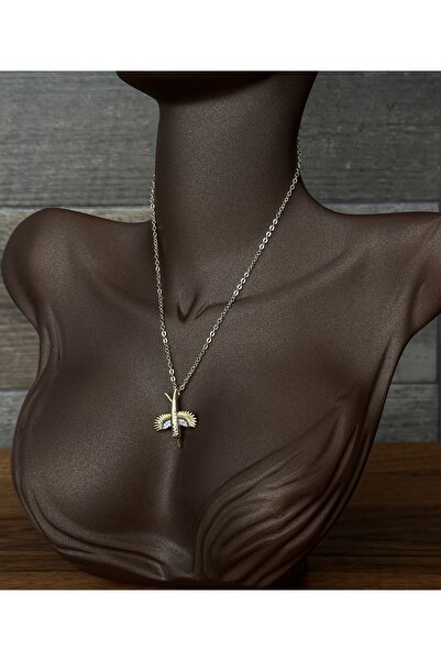Toz Vintage قلادة إيفورا ذات الطراز القديم مع تفاصيل رمزية على شكل أجنحة