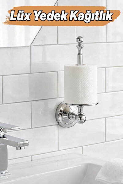 Badem10 (PREMİUM) Lüks Tuvalet Kağıtlığı Krom Vidalı Duvara Monte Modern Bany...