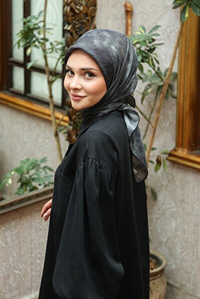 Tesettürnağme Eșarfă EcoZen TN2104 Cloud Pattern 12-Negru