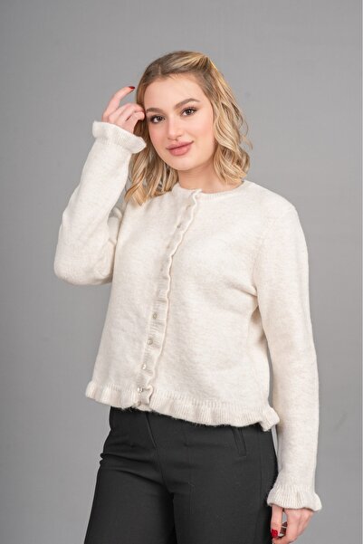 MissVina Ellie Wool Ruffle Detail Cardigan 258383