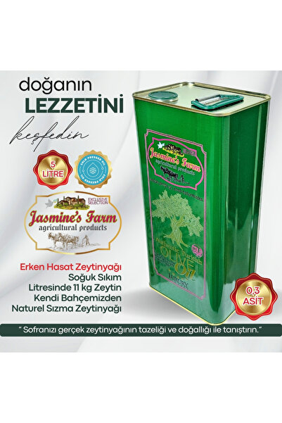 Jasmine's Farm Naturel Sızma Ultra Premium Zeytinyağı 5 Litre – 0,3 Asit, Yük...