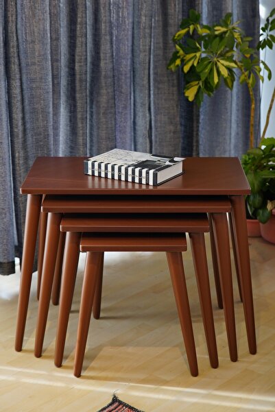 Luvimo 4lü Zigon Sehpa Eskitme Lüx Mdf Full Lake Boya Parlak Cila Gürgen Ayak...