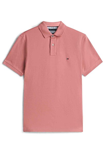 Tommy Hilfiger Men's Brand Logo Pink Polo Collar T-Shirt Suitable for Daily Use