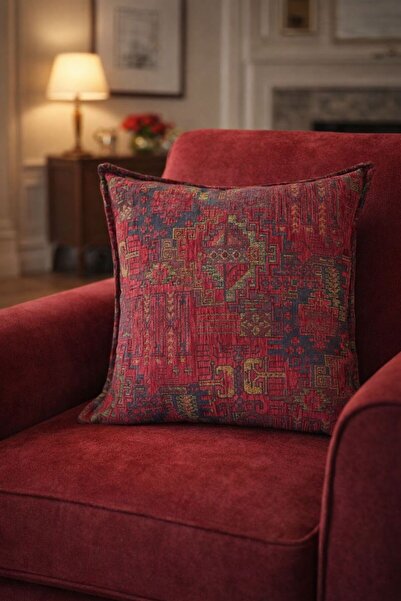 Diva Home Kilim Patterned Woven Fabric 43X43 Throw Pillow Cover