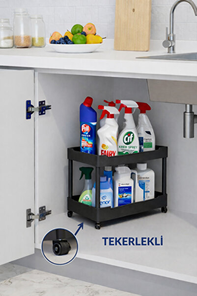 Mim Life 2 Katlı Tekerlekli Düzenleyici Deterjanlık Mutfak , Banyo Rafı, Dola...