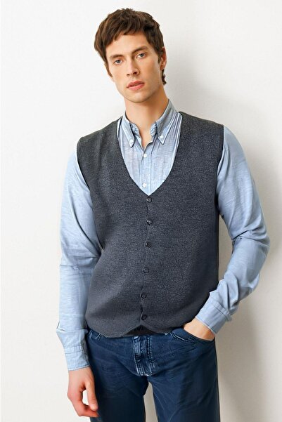 Desen Triko Men's V-Neck Slim Knitwear Vest K.Fume