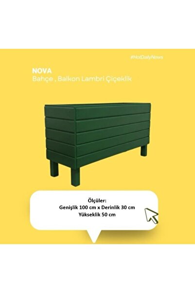 Mobdax Ahşap Saksı / Çiçeklik Bahçe & Balkon Lambrili Yeşil