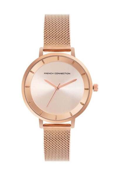French Connection Analog Watch for Women with Rose Gold Dial and Rose Gold Stainless Steel Strap 36m