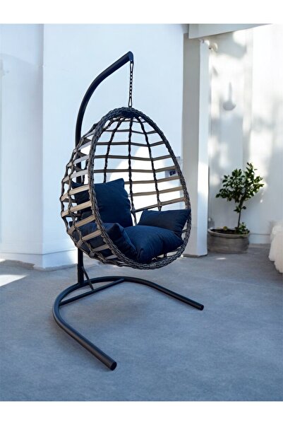 FYAQA HOME Armut Salıncak Tek Kişilik Rattan Örgü Bahçe Balkon Ev Salıncağı