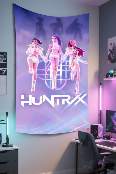 RUGRUMBA Demon Hunters Baskılı Duvar Örtüsü – K-Pop Temalı, Kaliteli Kumaş, T...