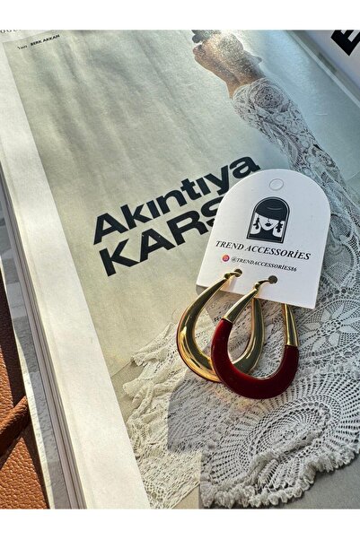 MODA Çelik 40 mm Bordo Küpe