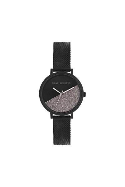 French Connection Women's Analog Watch with Black Dial and Black Stainless St...