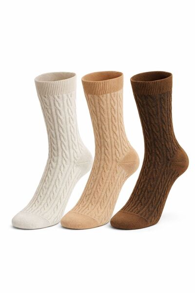 Sky Socks 3-Piece Bamboo Embossed Patterned Thick Winter Socks
