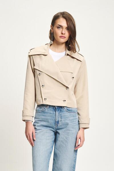 Lijuri Short Trench with Button Detail and Lining 7085 R3-A-K3