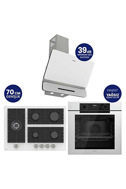 Ferre Fryart Digital 5 Gözlü Beyaz Cam Ankastre Set QEP63CB+BL136+D081-SA