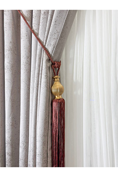 cheap's home Luxury Knob Detail Tassel Ceiling Hanging Valance Curtain Accessory (Braçol)