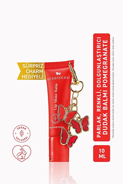 Herbaderm Parlatıcı, Dolgunlaştırıcı, Onarıcı Renkli Dudak Balmı, Nar Aromalı...