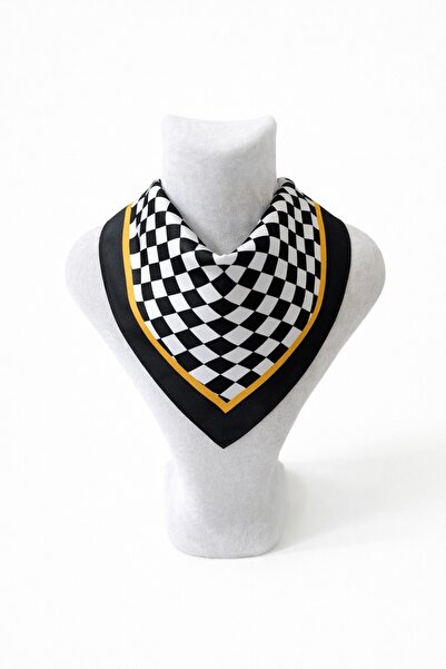 Vanelia Siyah Beyaz Dama Desenli Fular Bandana