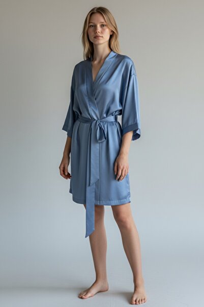 RANDOM Halat de damă din satin tip kimono