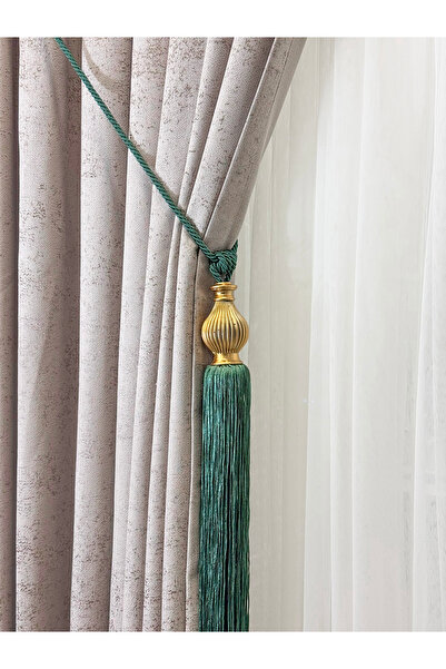 cheap's home Luxury Knob Detail Tassel Ceiling Hanging Valance Curtain Accessory (Braçol)