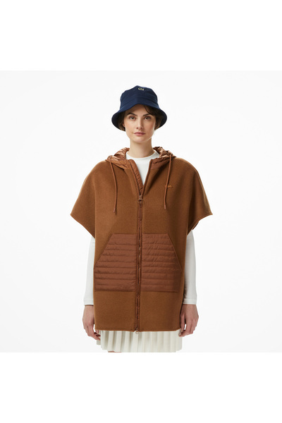 Lacoste Kadın Kapüşonlu Açık Kahverengi Mont