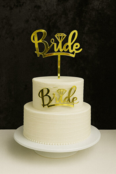 SırmalıHome Bekarlığa Veda Partisi İçin 2 Parça 'Bride' Yazılı Gold Pasta Üze...