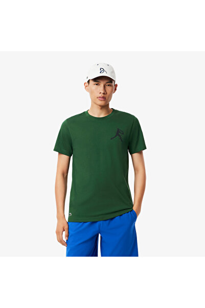 Lacoste SPORT X Novak Djokovic Erkek Regular Fit Bisiklet Yaka Yeşil T-Shirt