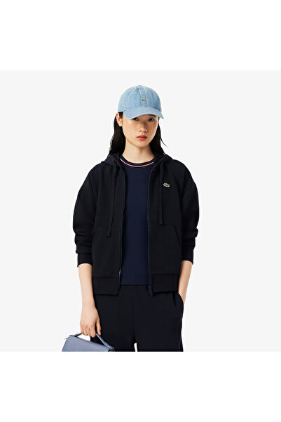 Lacoste Kadın Regular Fit Fermuarlı Lacivert Sweatshirt