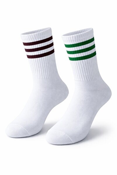 Plus Scorpion White Striped Tennis Socks Unisex |   Cotton, Long Sports Socks