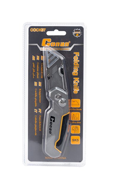 CONAN Folding Knife CO11C1K07 – Heavy Duty Utility Cutter with 3 Blades & Durable Handle