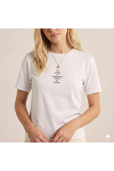 BUWOM تي شيرت نسائي The Power of مطبوع برقبة دائرية