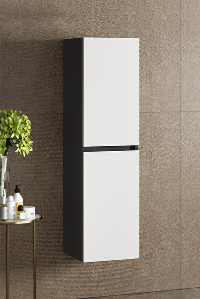 ÖZCEDEN Yıldız 35*130 cm Antrasit Gri Mat -Beyaz MDF Asma Banyo Boy Dolabı