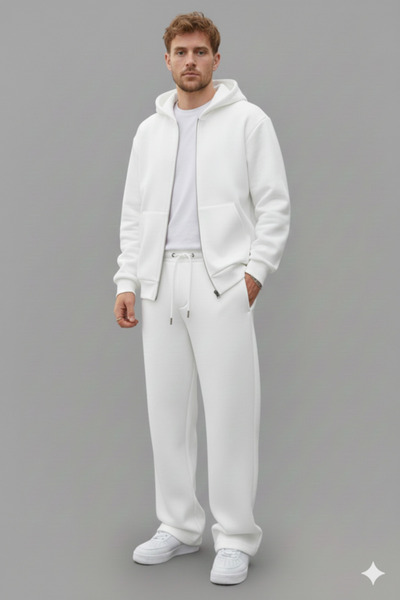 NİCE Men's Zippered Hooded Baggy Tracksuit Set | Relaxed Fit,Sportswear,Casual Combination,Cardigan with Pockets