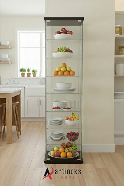 artinoks Cam Raflı Çok Amaçlı Mutfak Dolabı Erzak Kiler Kahve Köşesi Kapaklı ...