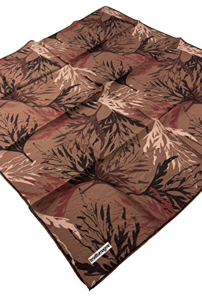 Tesettürnağme EcoZen Κασκόλ TN2105 Λουλουδάτο σχέδιο 08-Ταμπά-Πορτοκαλί-Μπεζ