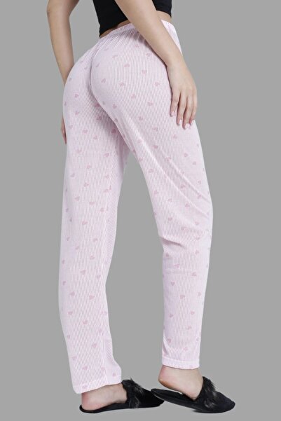 DONEX 3'lü Pamuklu İnce Nefes Alan Kumaş Kurdele Bel Detaylı Baskılı Cepsiz Kadın Pijama Altı