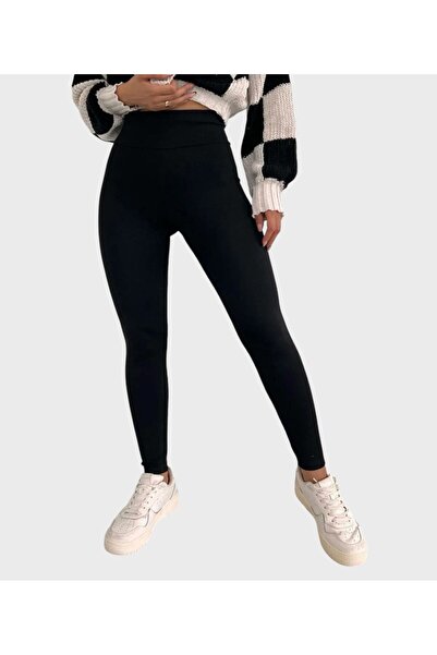 TÜCCAR UMUT Kadın Çelik Örme Yüksek Bel Toparlayıcı Siyah Tayt