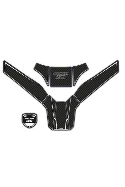 Redline Grafik Kanuni Seha 150 Uyumlu Beyaz Karbon Tank Pad Set 8 Parça Redli...