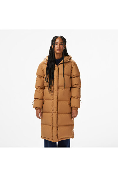 Lacoste Kadın Kapüşonlu Açık Kahverengi Mont