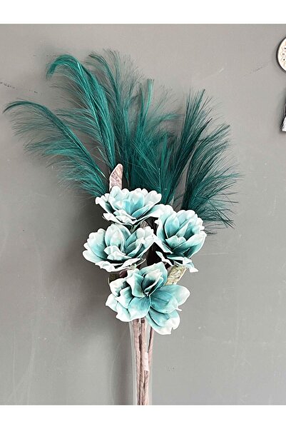 ROSSEV Mavi 4 Dal Pampas Yapay Çiçek