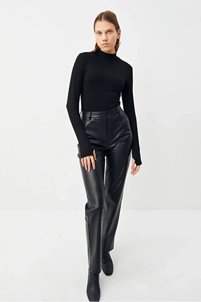 Modelmaster Women's Half Turtleneck Long Sleeve Finger Interlocking Slim Fit ...