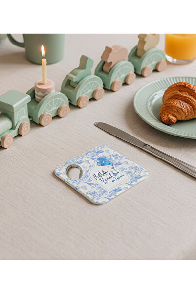 arslart Mavi safari temalı kişiye özel magnet açacak & bardak altlığı, doğum ...