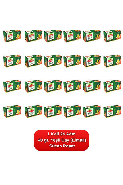 Çaykur Yeşil Çay Süzen Poşet (Elmalı) 40 gr. 24'lü Koli