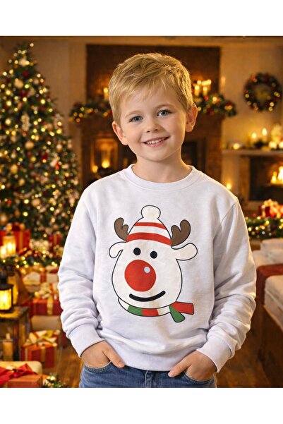 AndraRose Styles Children's sweatshirt with reindeer print for boys - White