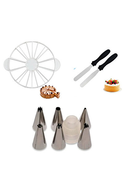 adin tasarım مجموعة أدوات تقطيع الكيك المعدنية مكونة من 2 قطعة لـ 8-12 شخصًا ...