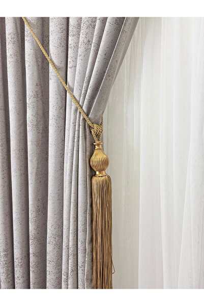 cheap's home Luxury Knob Detail Tassel Ceiling Hanging Valance Curtain Accessory (Braçol)