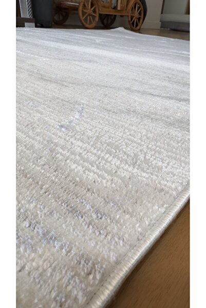 Elvey Home Krem Gri Saten İnce Sık Dokuma Parlak Yüzey Kaymaz Taban Özel Ölçü...