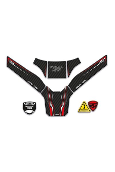 Redline Grafik Kanuni Seha 150 Uyumlu Kırmızı Karbon Tank Pad Set 8 Parça Red...