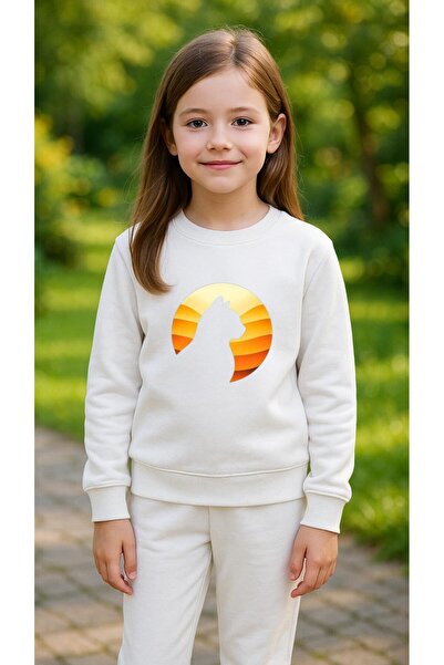 playwear Φούτερ ομάδας AY KEDİ με στάμπα για κορίτσια και αγόρια, με λαιμόκοψ...